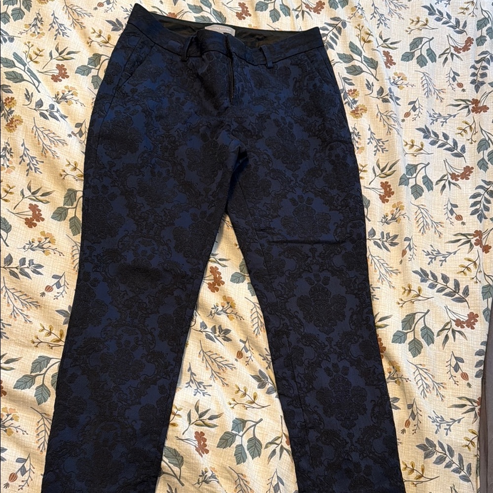 Elegant dark blue Floral Women's slacks